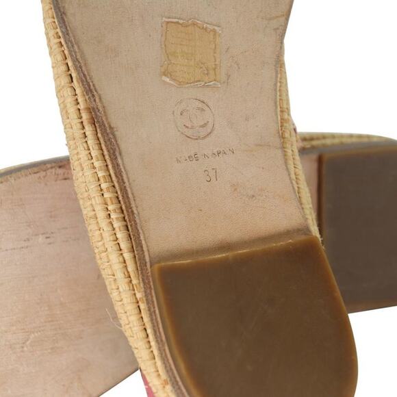 Chanel Espadrille 37 Lambskin Leather Woven Raffia Flats CC-S0207P-C014 - Picture 11 of 11